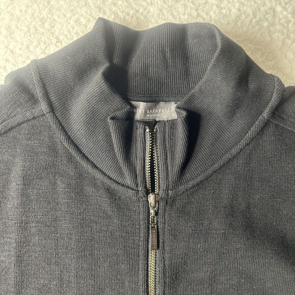 Robert Barakeet Men’s L Mock Neck Zip Cardigan Black Fall Core Winter Sweater - Picture 3 of 9